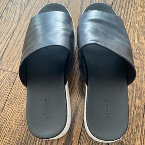 Womens Vince black open toe platform sneaker